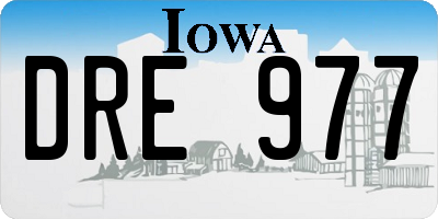 IA license plate DRE977