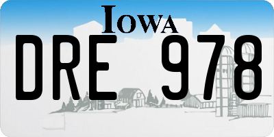 IA license plate DRE978