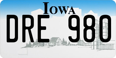 IA license plate DRE980