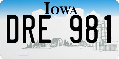 IA license plate DRE981