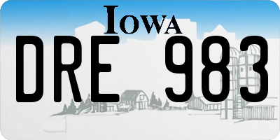 IA license plate DRE983