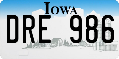 IA license plate DRE986
