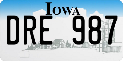 IA license plate DRE987