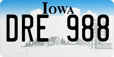 IA license plate DRE988