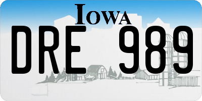 IA license plate DRE989