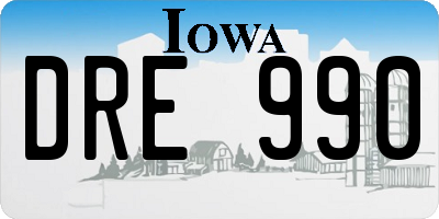 IA license plate DRE990