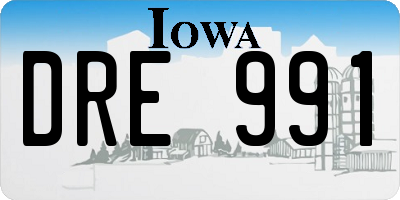 IA license plate DRE991