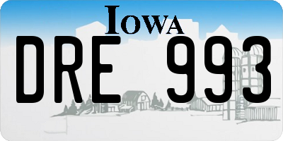 IA license plate DRE993