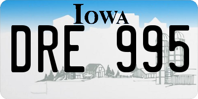 IA license plate DRE995