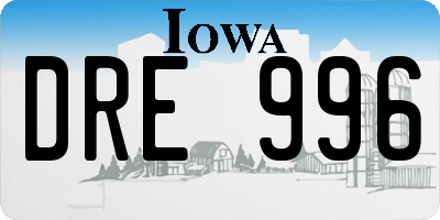 IA license plate DRE996