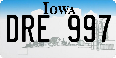IA license plate DRE997