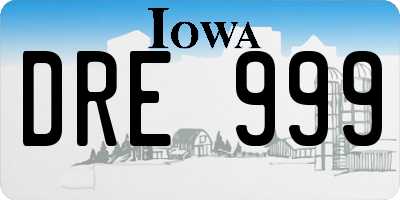IA license plate DRE999