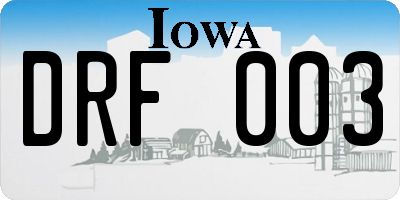 IA license plate DRF003