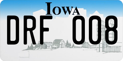 IA license plate DRF008