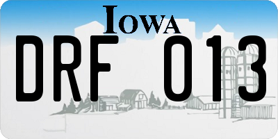 IA license plate DRF013