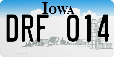 IA license plate DRF014