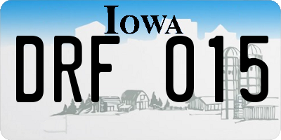 IA license plate DRF015