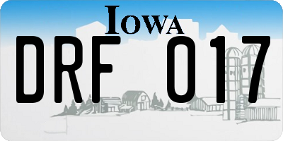IA license plate DRF017