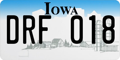 IA license plate DRF018