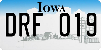 IA license plate DRF019