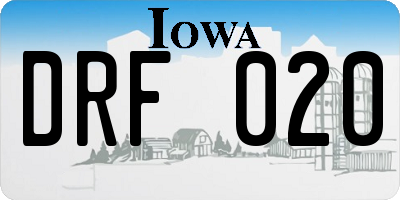 IA license plate DRF020