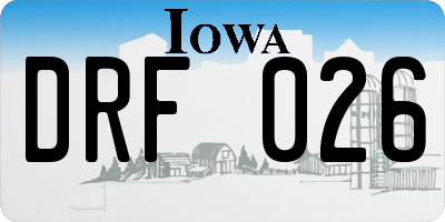 IA license plate DRF026