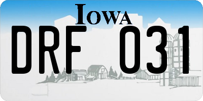 IA license plate DRF031