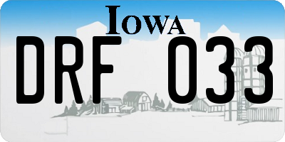 IA license plate DRF033