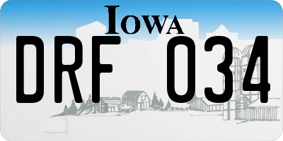 IA license plate DRF034