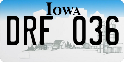 IA license plate DRF036