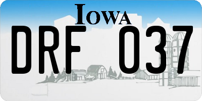 IA license plate DRF037