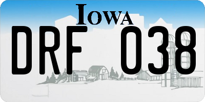 IA license plate DRF038