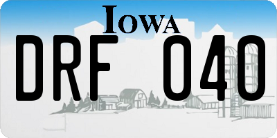 IA license plate DRF040
