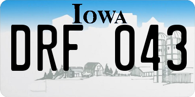 IA license plate DRF043