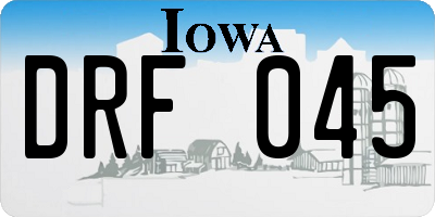 IA license plate DRF045