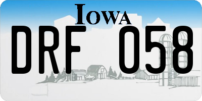 IA license plate DRF058