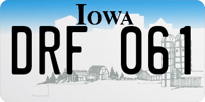 IA license plate DRF061