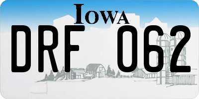 IA license plate DRF062