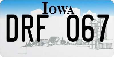IA license plate DRF067