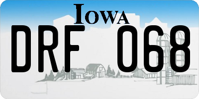 IA license plate DRF068