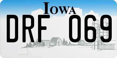 IA license plate DRF069