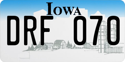IA license plate DRF070