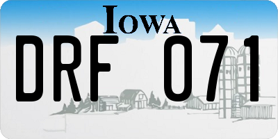 IA license plate DRF071