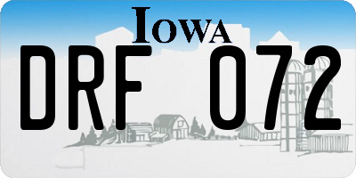 IA license plate DRF072