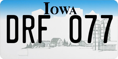 IA license plate DRF077