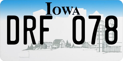 IA license plate DRF078