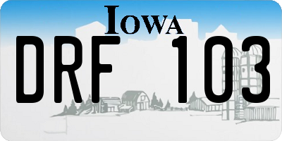 IA license plate DRF103