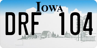 IA license plate DRF104