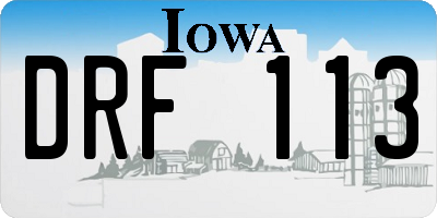 IA license plate DRF113