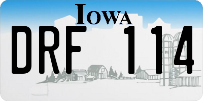IA license plate DRF114